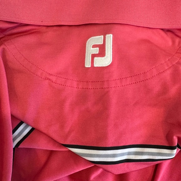FootJoy Golf Polo Mens L Pink‎ Athletic Fit Stripe Moisture Wicking Performance - Picture 1 of 8